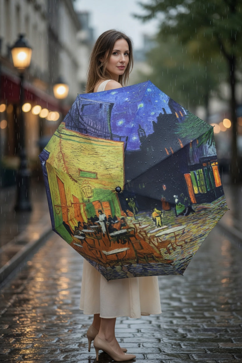 Cafe Terrace Night Art Umbrella