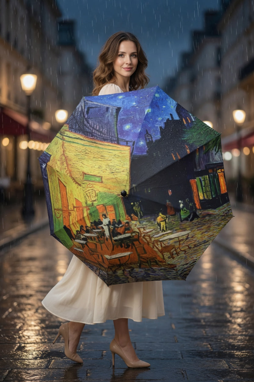 Cafe Terrace Night Art Umbrella