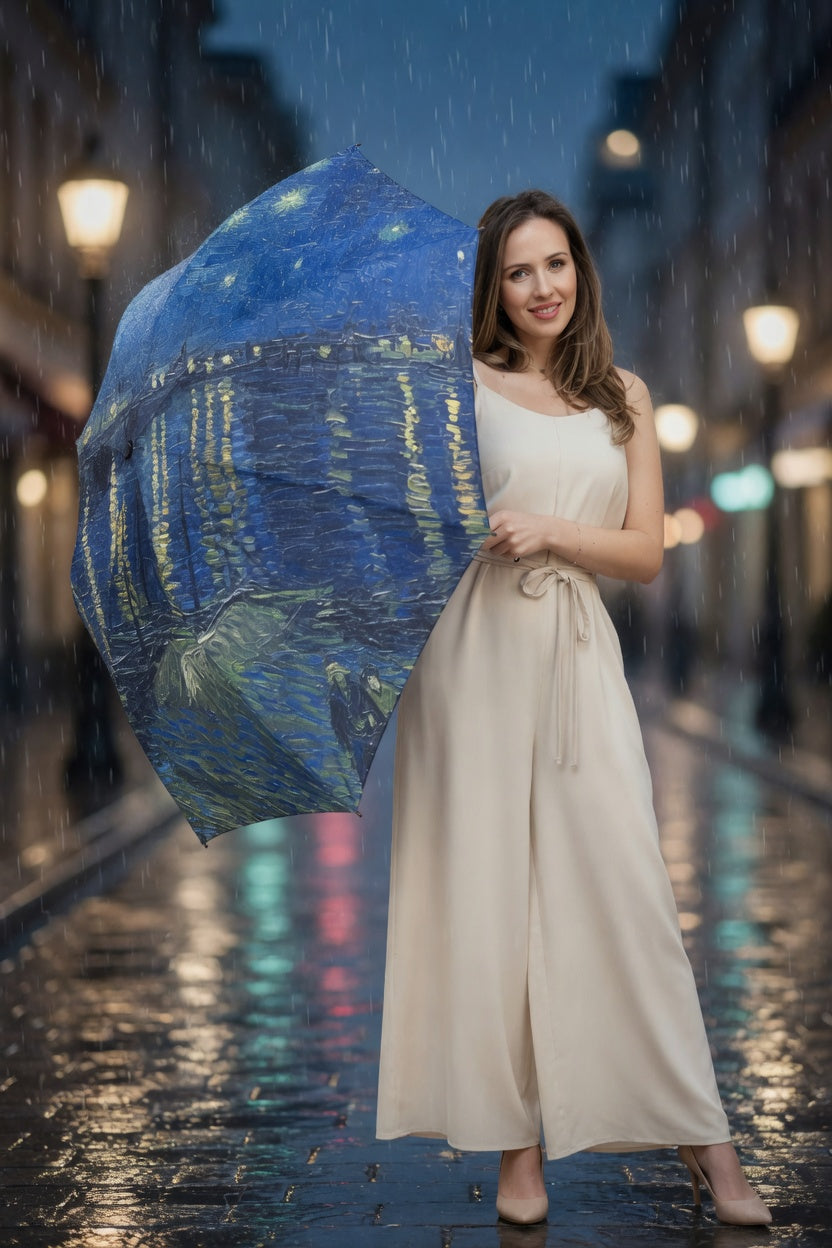 Starry Night Over the Rhone Art Umbrella