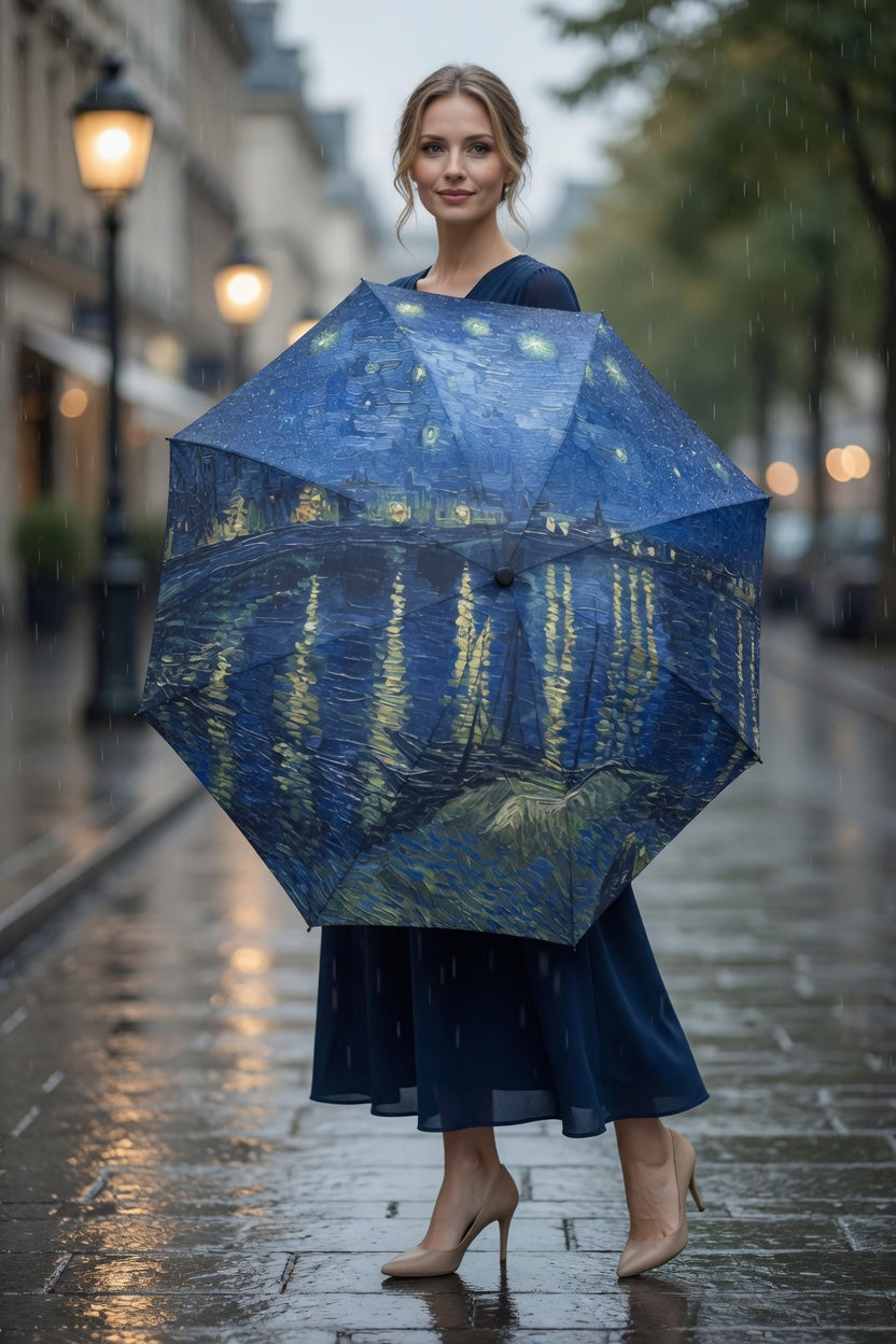 Starry Night Over the Rhone Art Umbrella