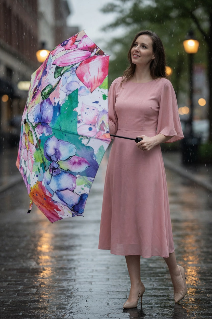 Watercolor Floral Art Umbrella