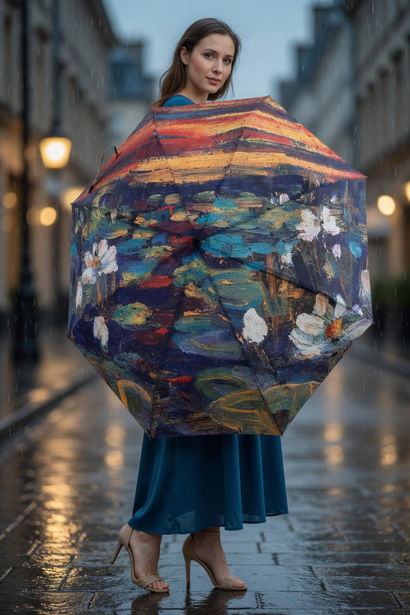 Waterlilies Sunset Art Umbrella