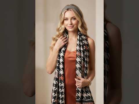 HOUNDSTOOTH SCARF SOLID BORDER BLACK WHITE SCARF