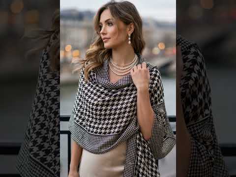 HOUNDSTOOTH SILKY BLACK WHITE SCARF