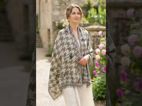 HOUNDSTOOTH SCARF SOLID BORDER KHAIKI