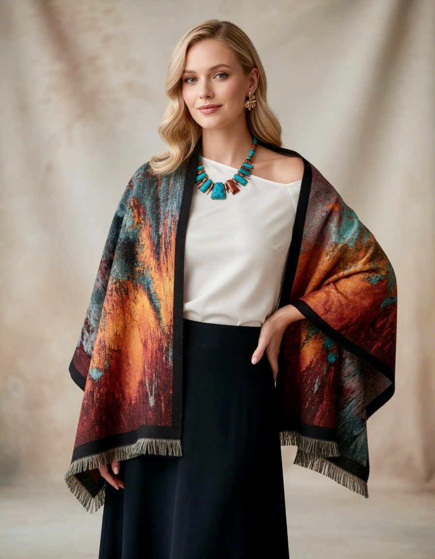 Autumn Beach Sunset Premium Scarf