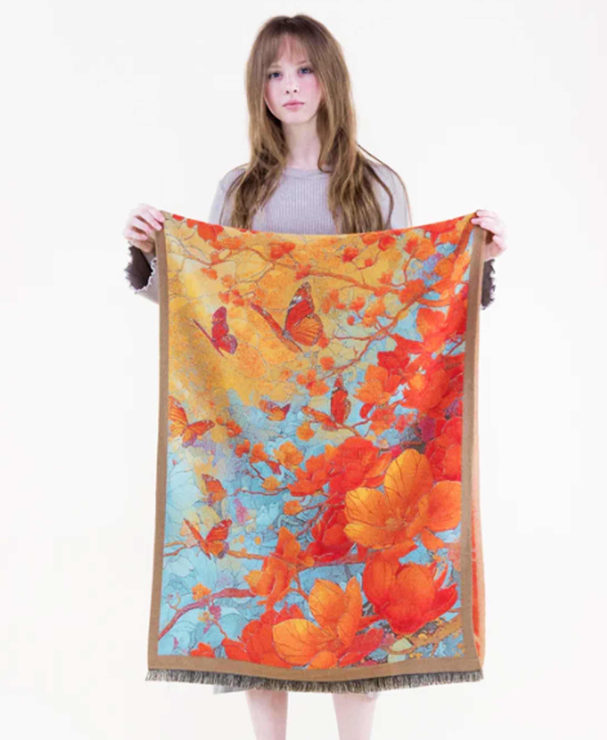 Butterfly Dance Winter Scarf: Warm Wool-Like Shawl Wrap