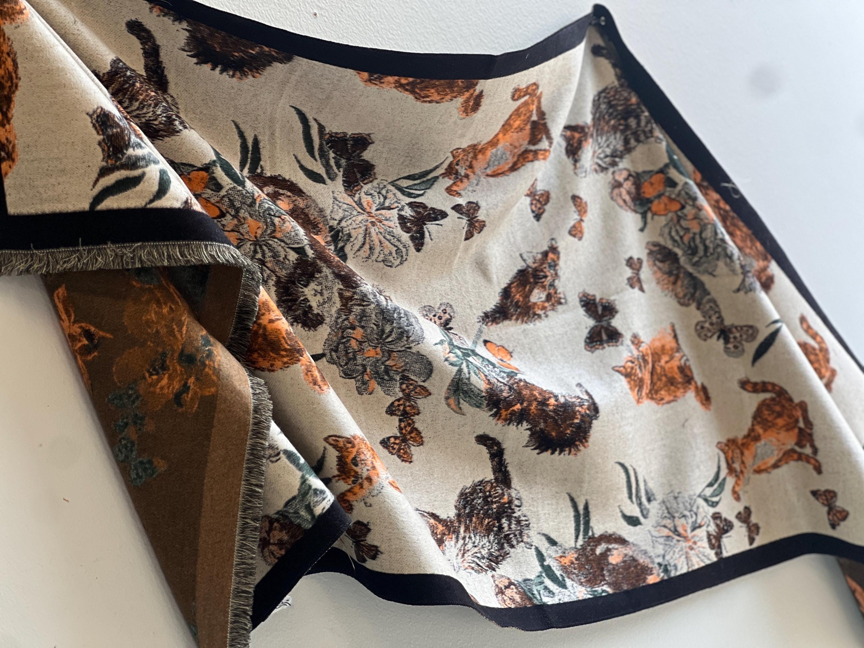 Cats & Butterflies Winter Scarf: Cozy Thick Wrap Shawl