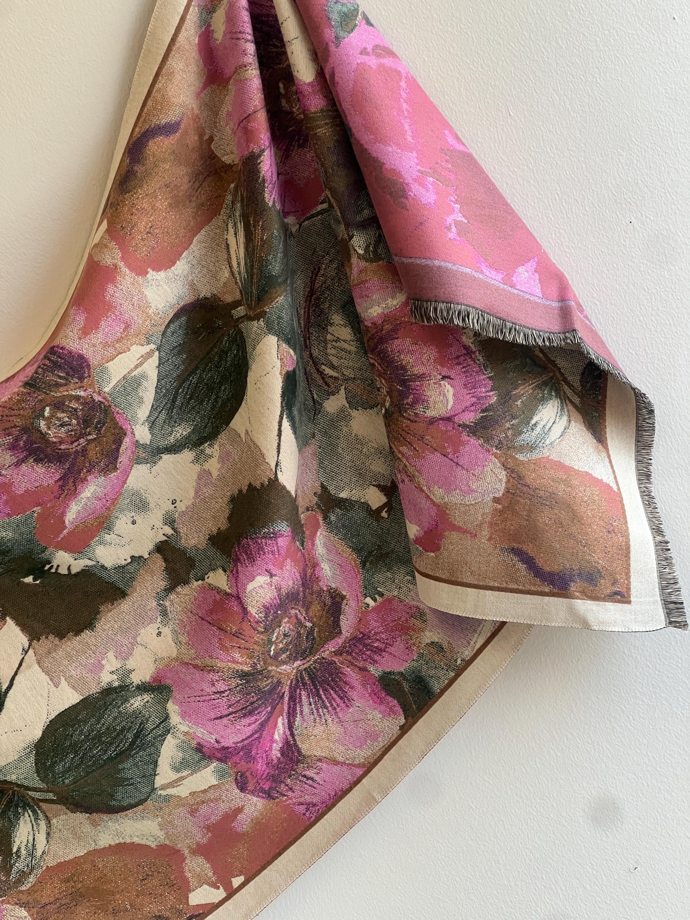 Floral Garden Art-Inspired Scarf: Oversized Woven Winter Wrap