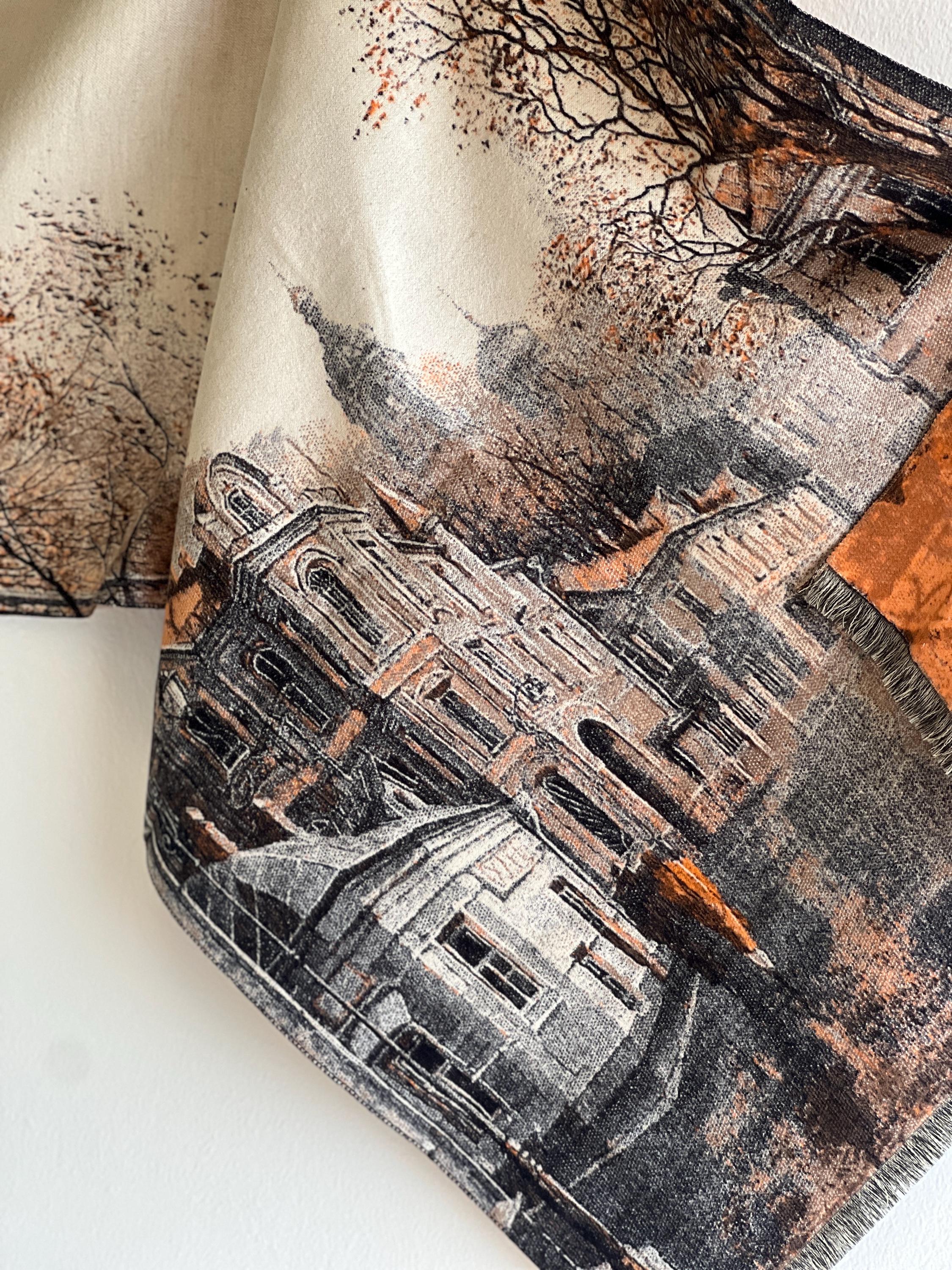 Art-Inspired Winter Scarf: Wool-Like Cashmere Feel, Oversized Wrap