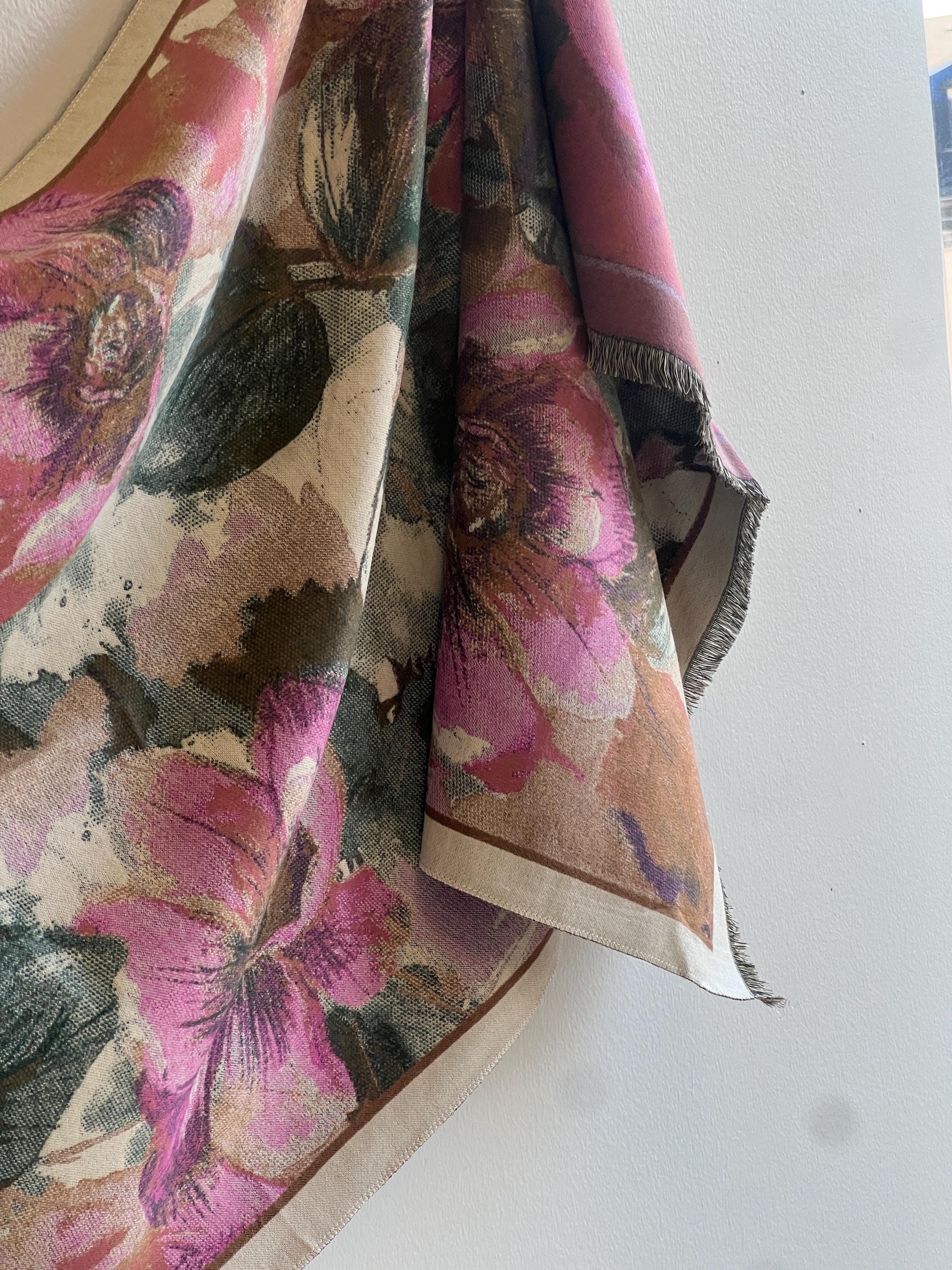 Floral Garden Art-Inspired Scarf: Oversized Woven Winter Wrap