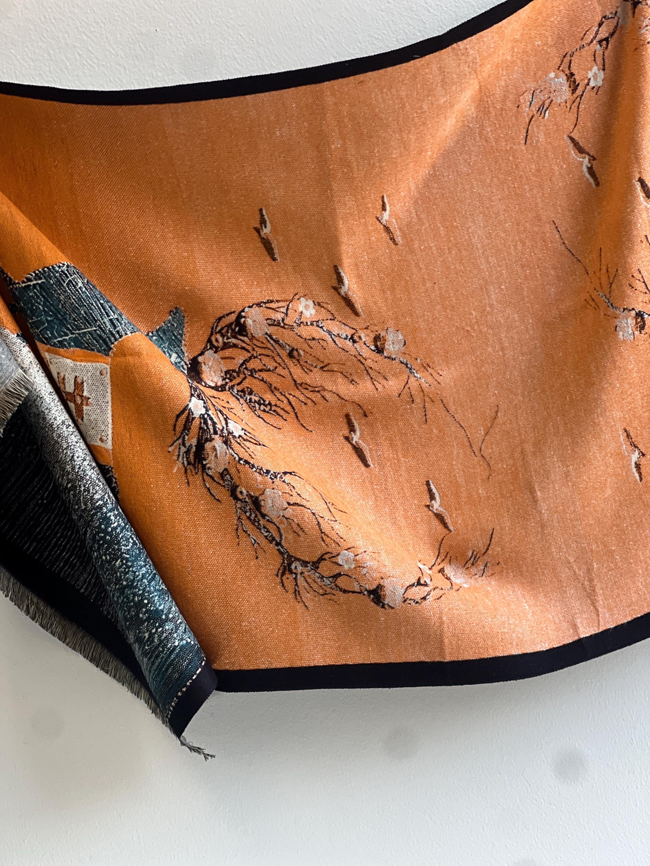 Art-Inspired Winter Scarf: Oversized Cozy Wrap, Wool-Like Fabric