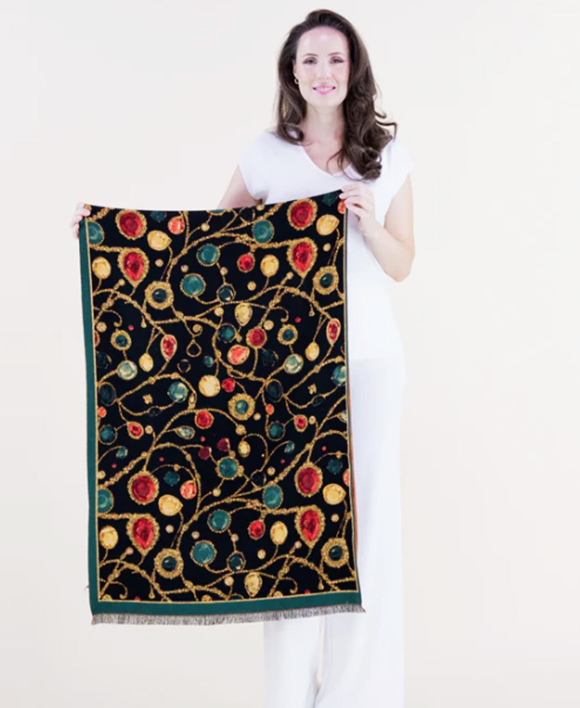 Gemstone Art-Inspired Scarf, Oversized Winter Wrap