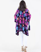 Embroidered Floral Ruana Wrap: Oversized Boho Cape, Wool-Like Shawl