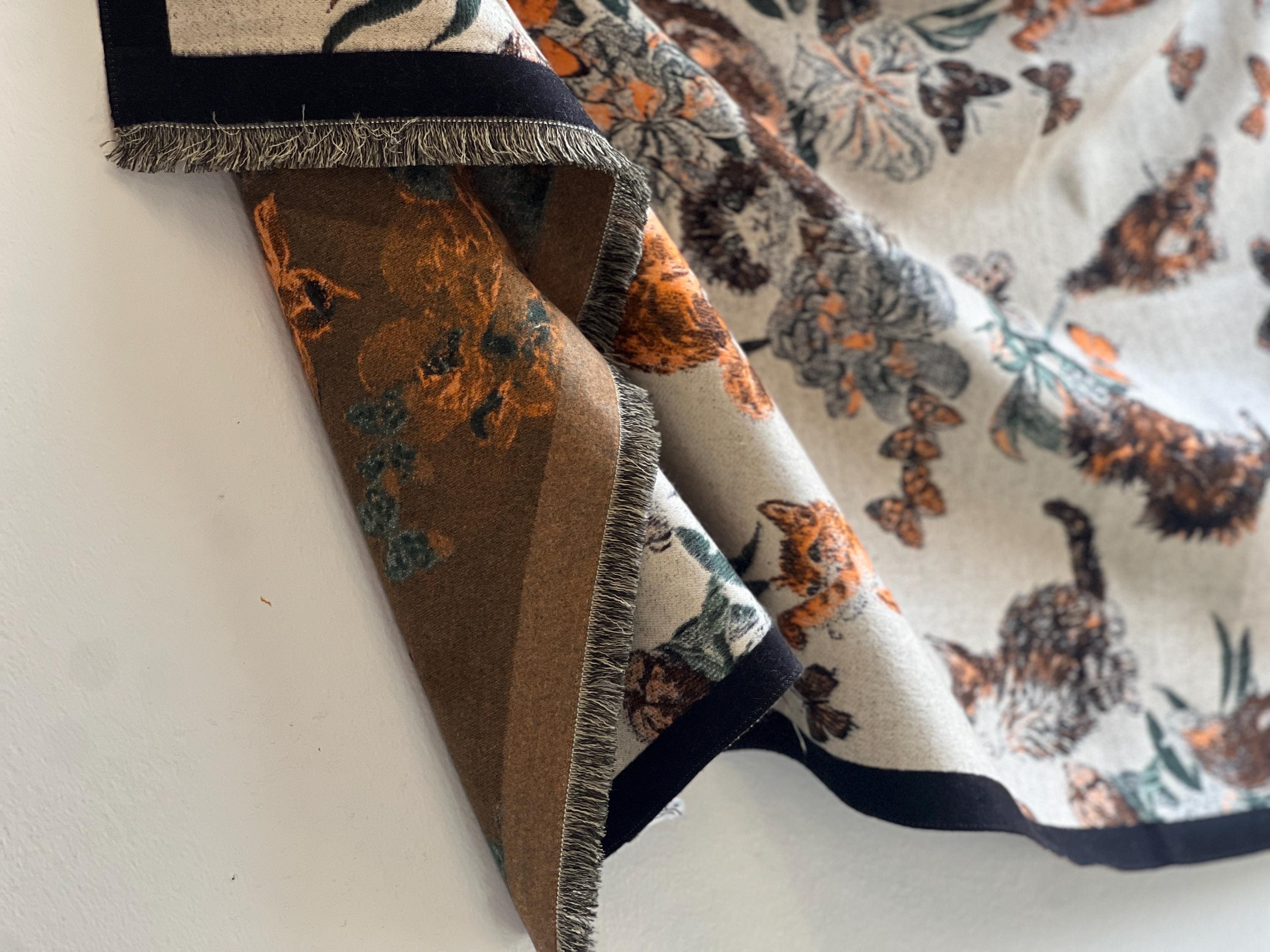 Cats & Butterflies Winter Scarf: Cozy Thick Wrap Shawl