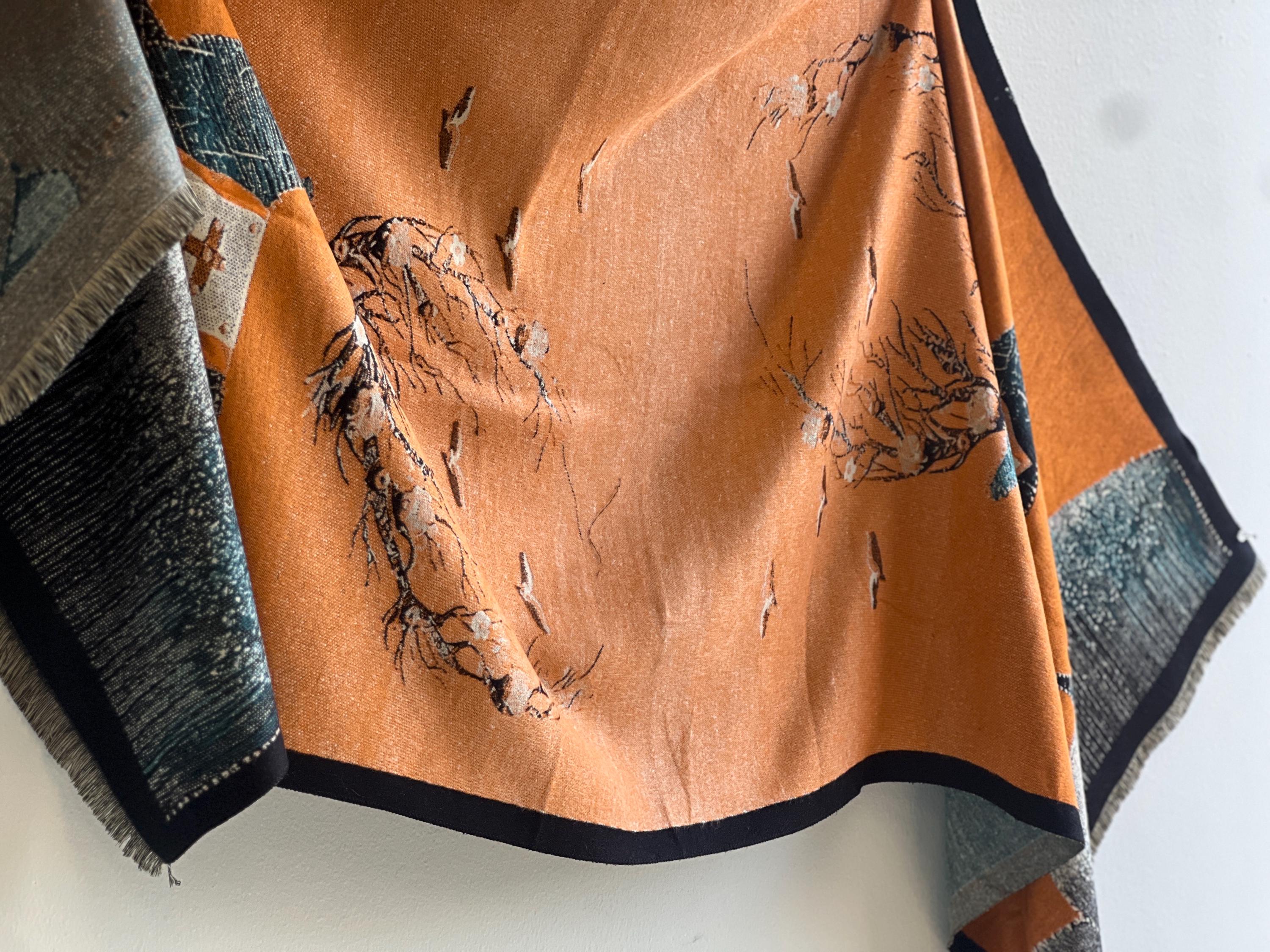 Art-Inspired Winter Scarf: Oversized Cozy Wrap, Wool-Like Fabric