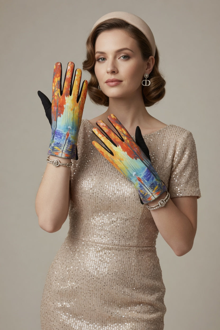 Rainy Day Impression Art Gloves – City Reflection Touchscreen Gloves