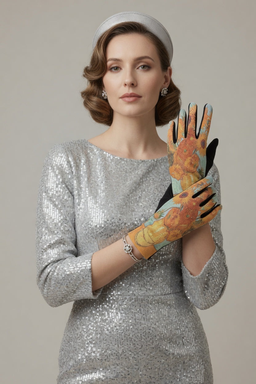 Sunflowers Art Gloves – Warm Yellow Touchscreen Gloves