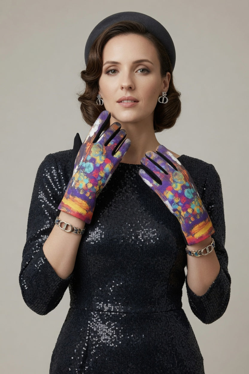 Waterlilies Sunset Art Gloves – Impressionist Touchscreen Gloves