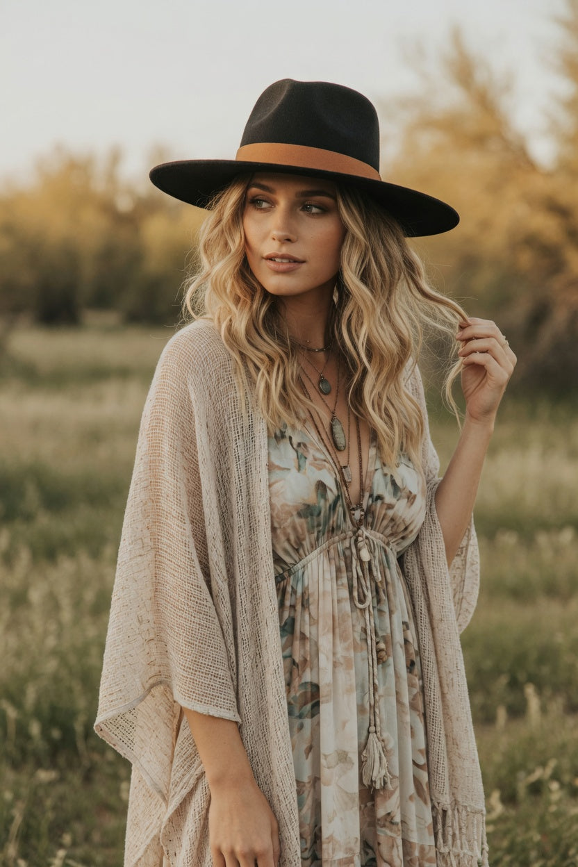 Black Tall Front Teardrop Fedora Hat – Khaki Suede Band Felt Hat