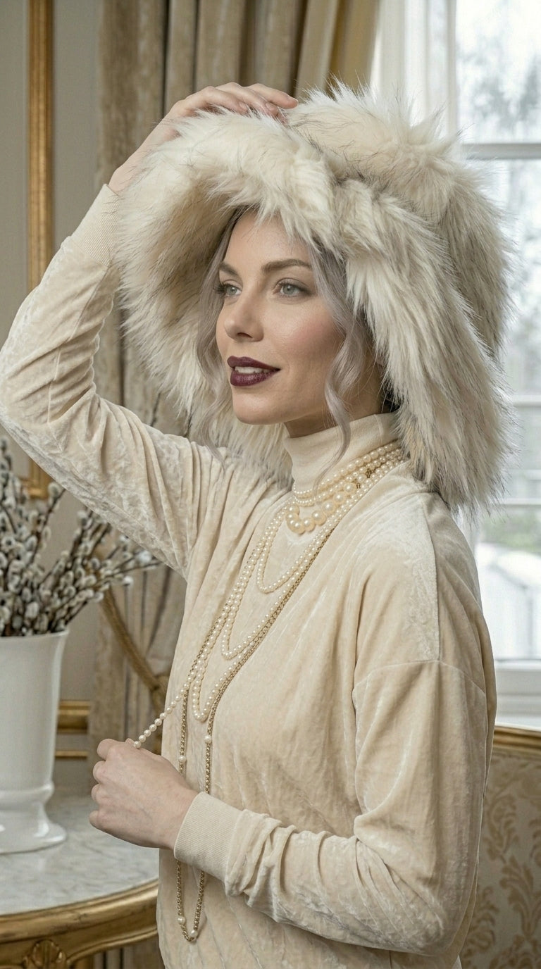 Snow Queen Luxe Extra Wide Brim Faux Fur Hat