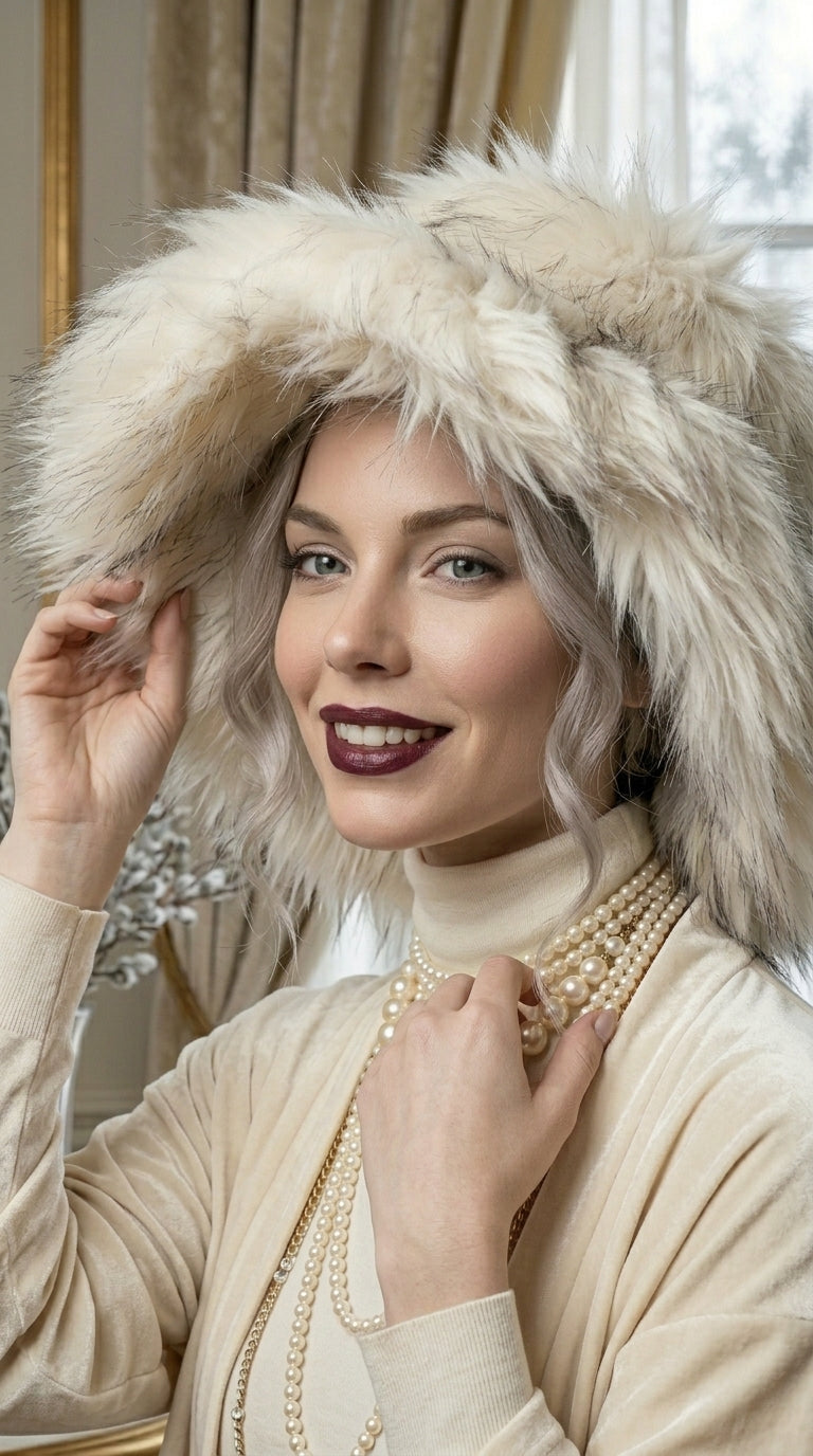 Snow Queen Luxe Extra Wide Brim Faux Fur Hat