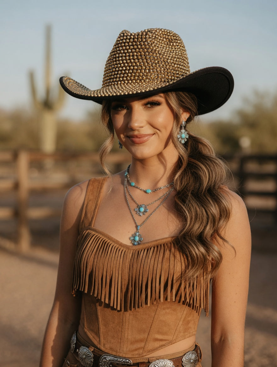Gold Cowboy Hat Full Rhinestones