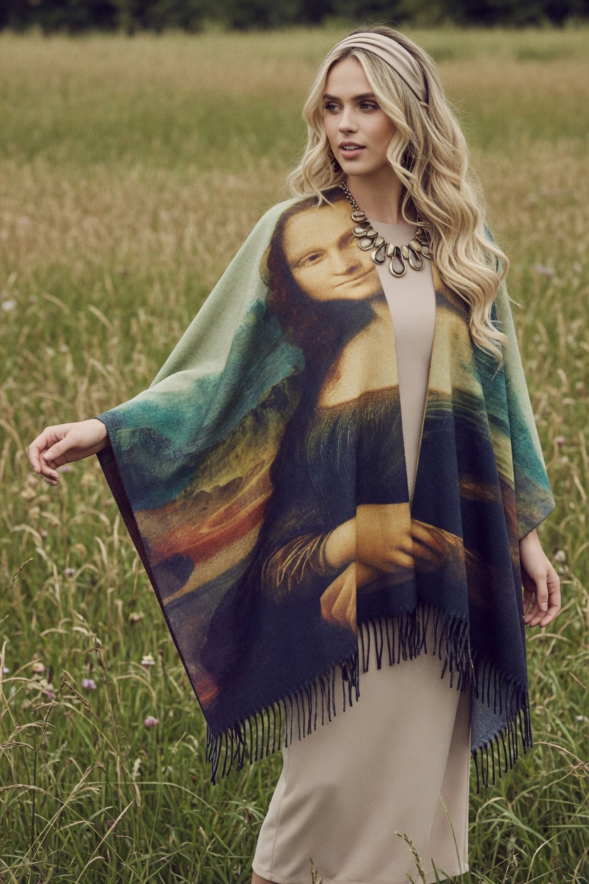 Mona Lisa Art Ruana – Timeless Portrait Wrap