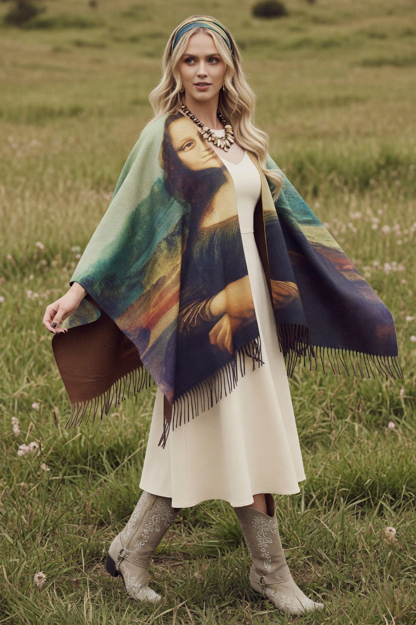 Mona Lisa Art Ruana – Timeless Portrait Wrap