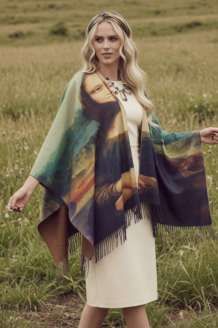 Mona Lisa Art Ruana – Timeless Portrait Wrap