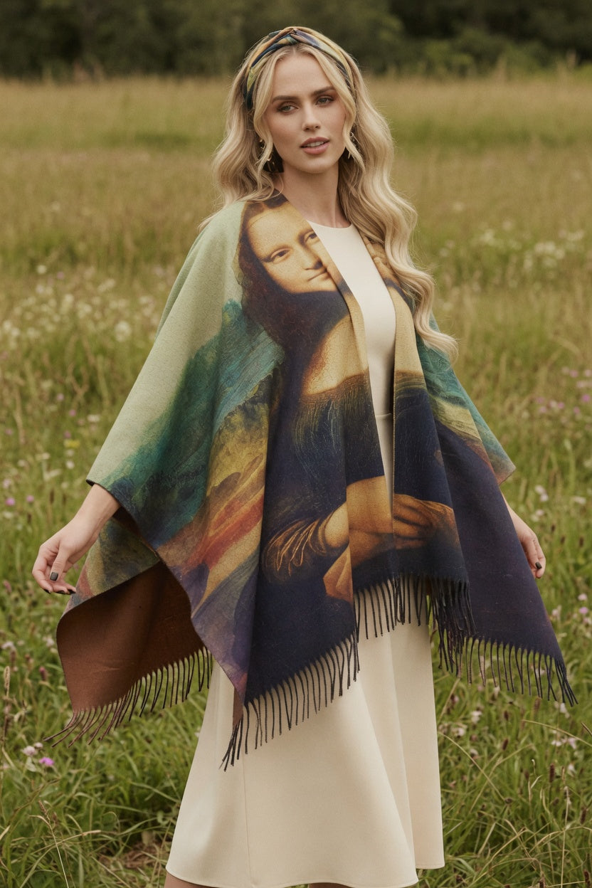 Mona Lisa Art Ruana – Timeless Portrait Wrap