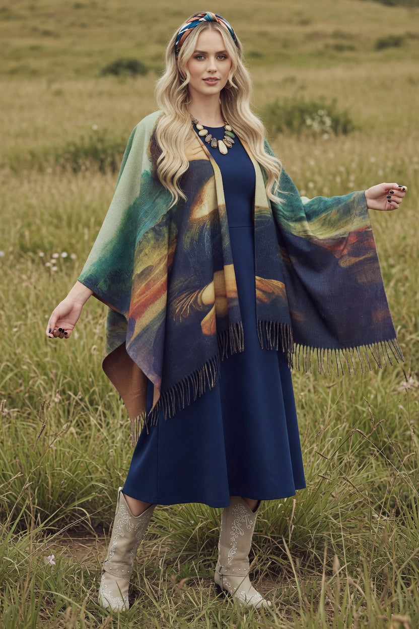 Mona Lisa Art Ruana – Timeless Portrait Wrap