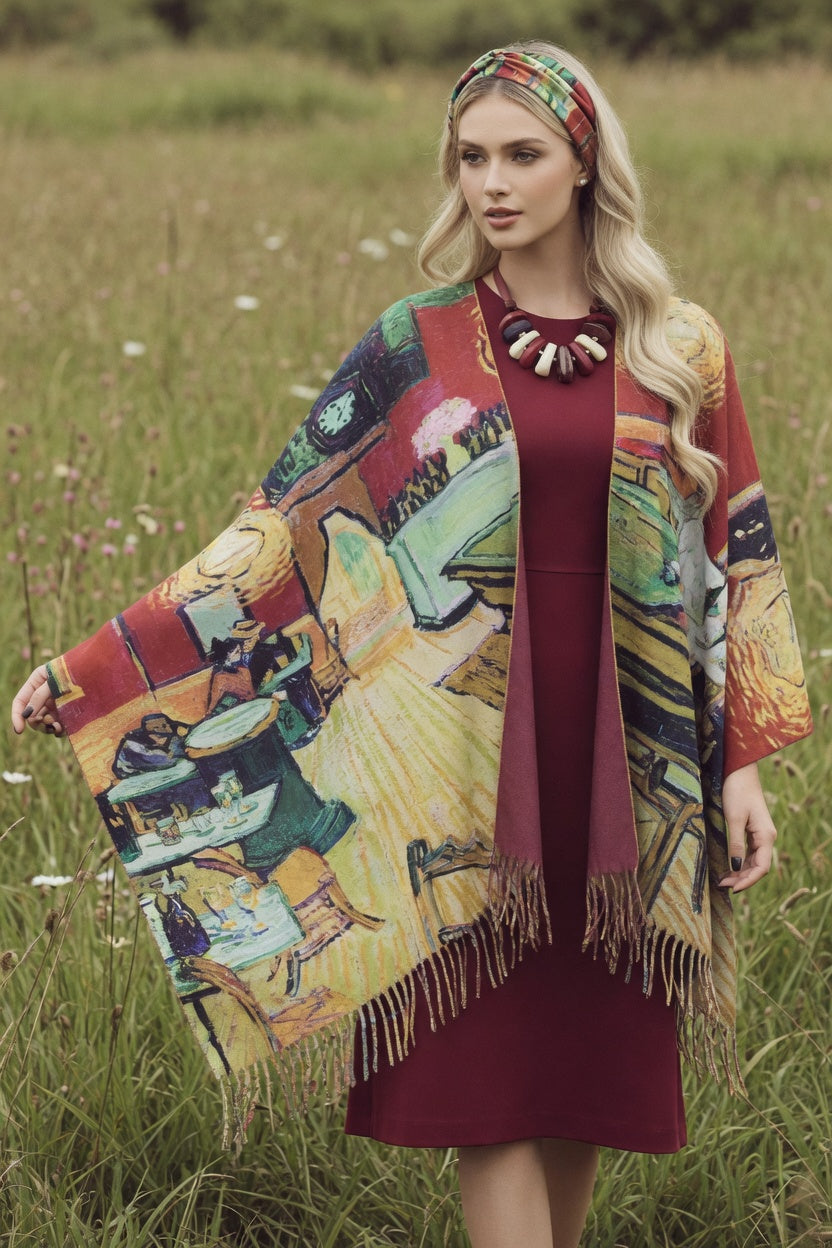 Night Cafe Art Ruana – Bold Evening Wrap