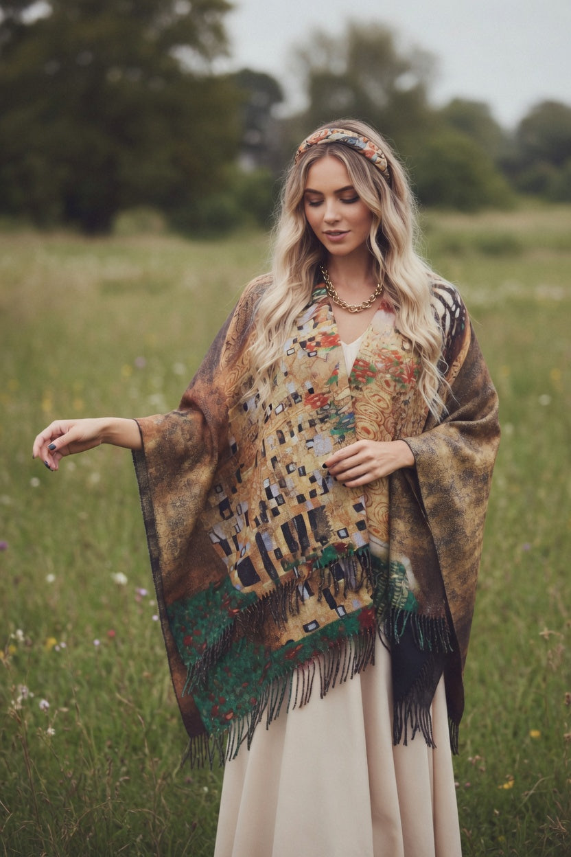 The Kiss Art Ruana – Romantic Gold Wrap