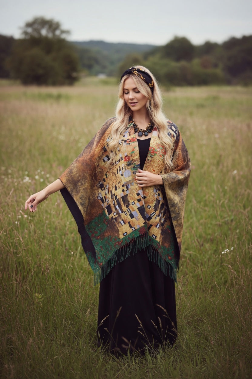 The Kiss Art Ruana – Romantic Gold Wrap