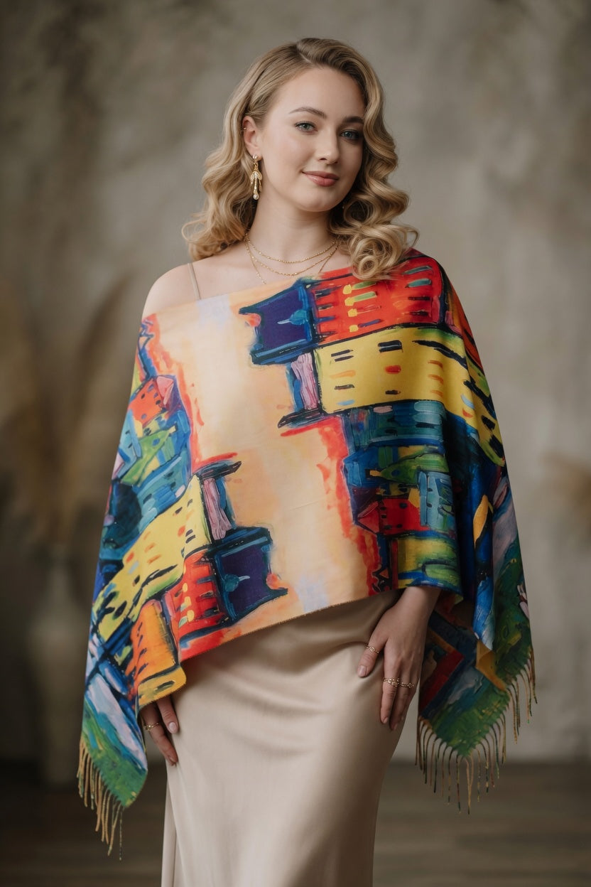 Colorful Cityscape Art Scarf