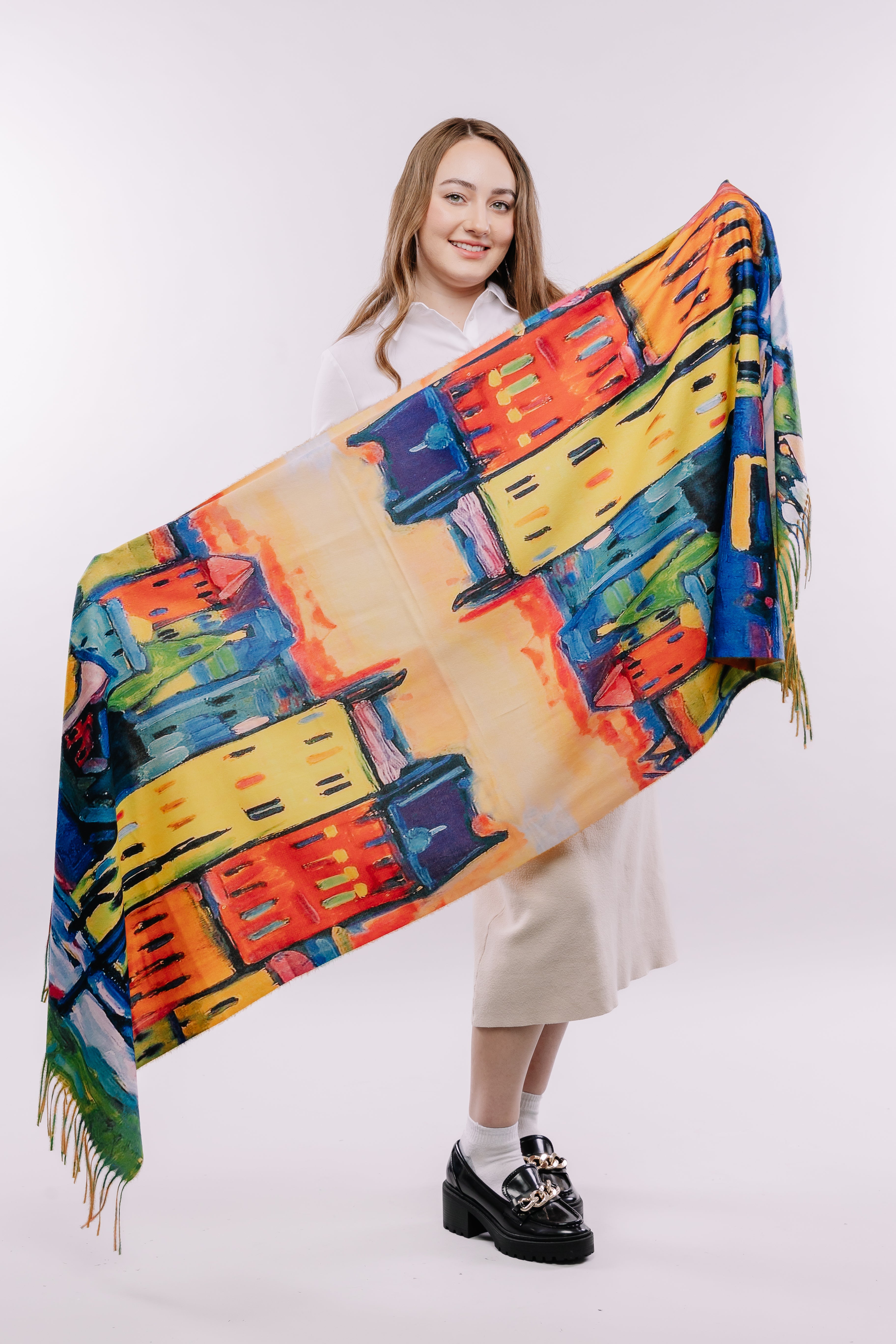 Colorful Cityscape Art Scarf