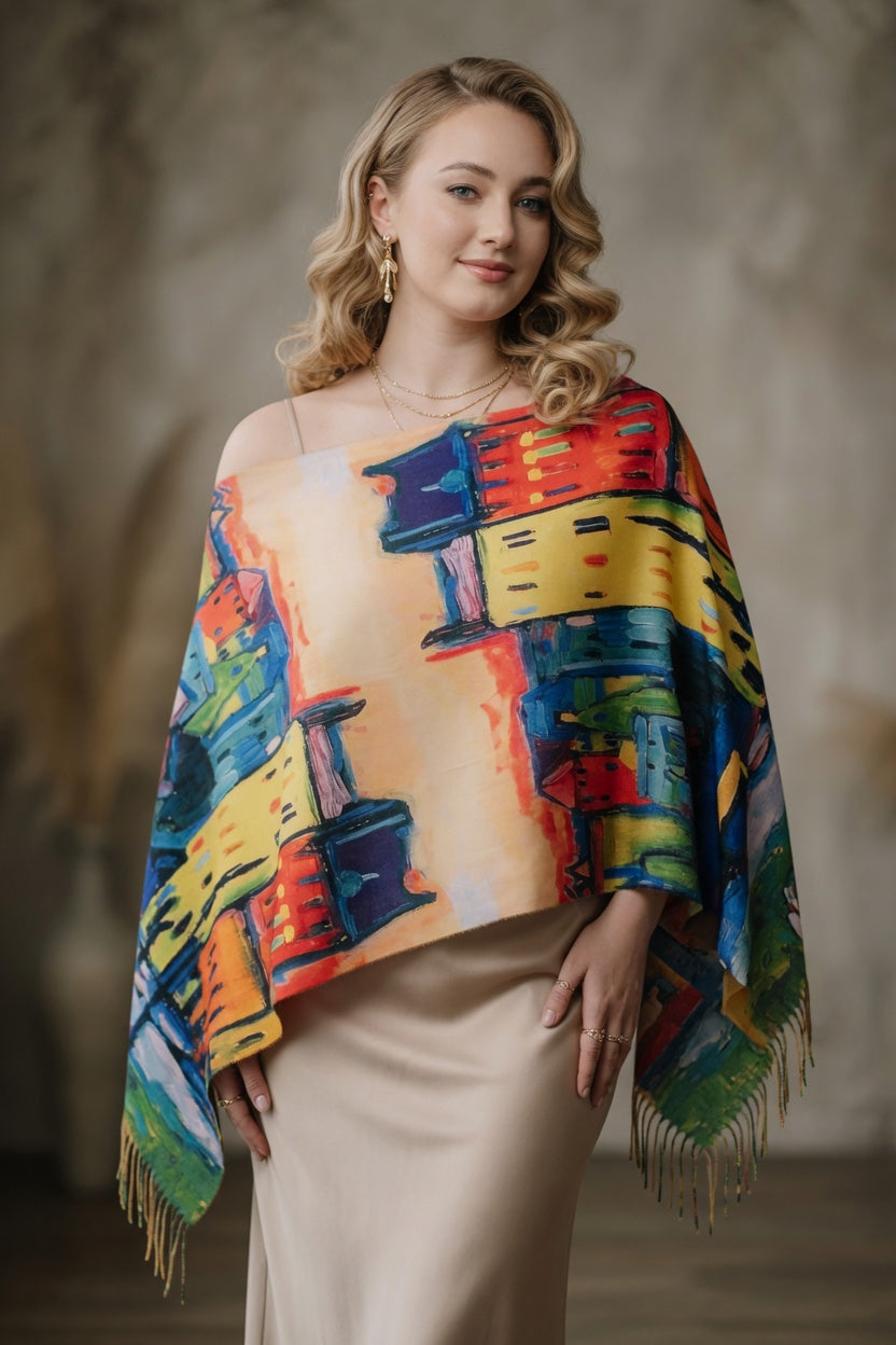 Colorful Cityscape Art Scarf