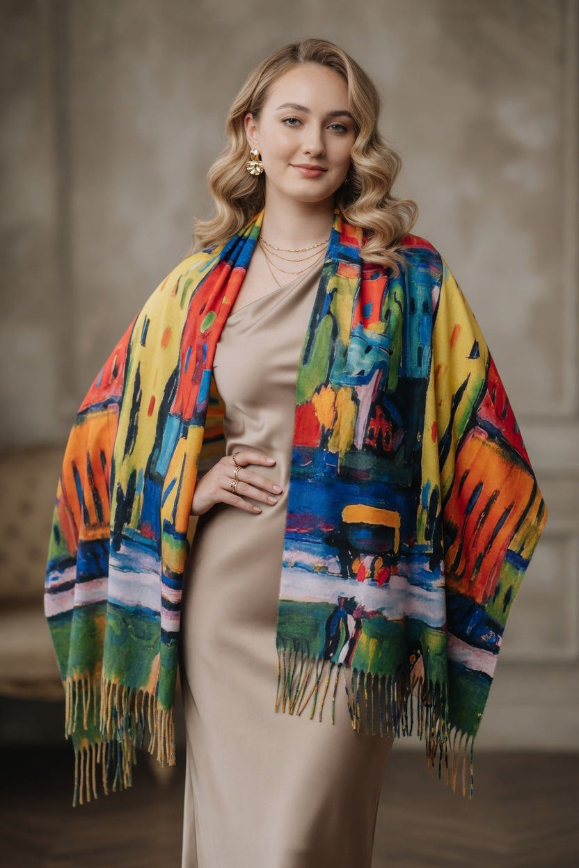 Colorful Cityscape Art Scarf