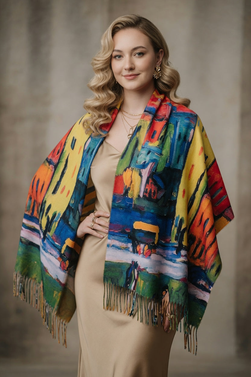Colorful Cityscape Art Scarf