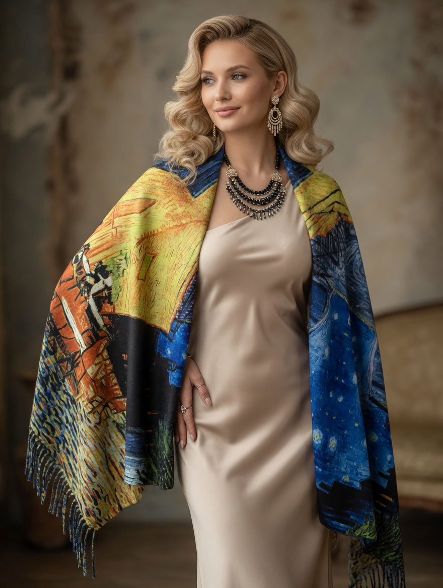 Golden Night Café Art Scarf