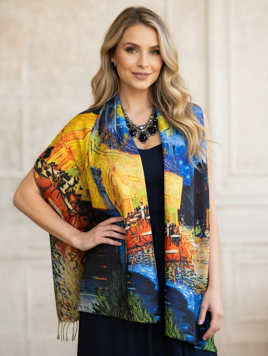 Golden Night Café Art Scarf