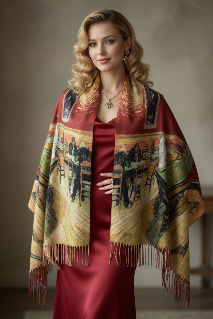 Midnight Café Mood Art Scarf