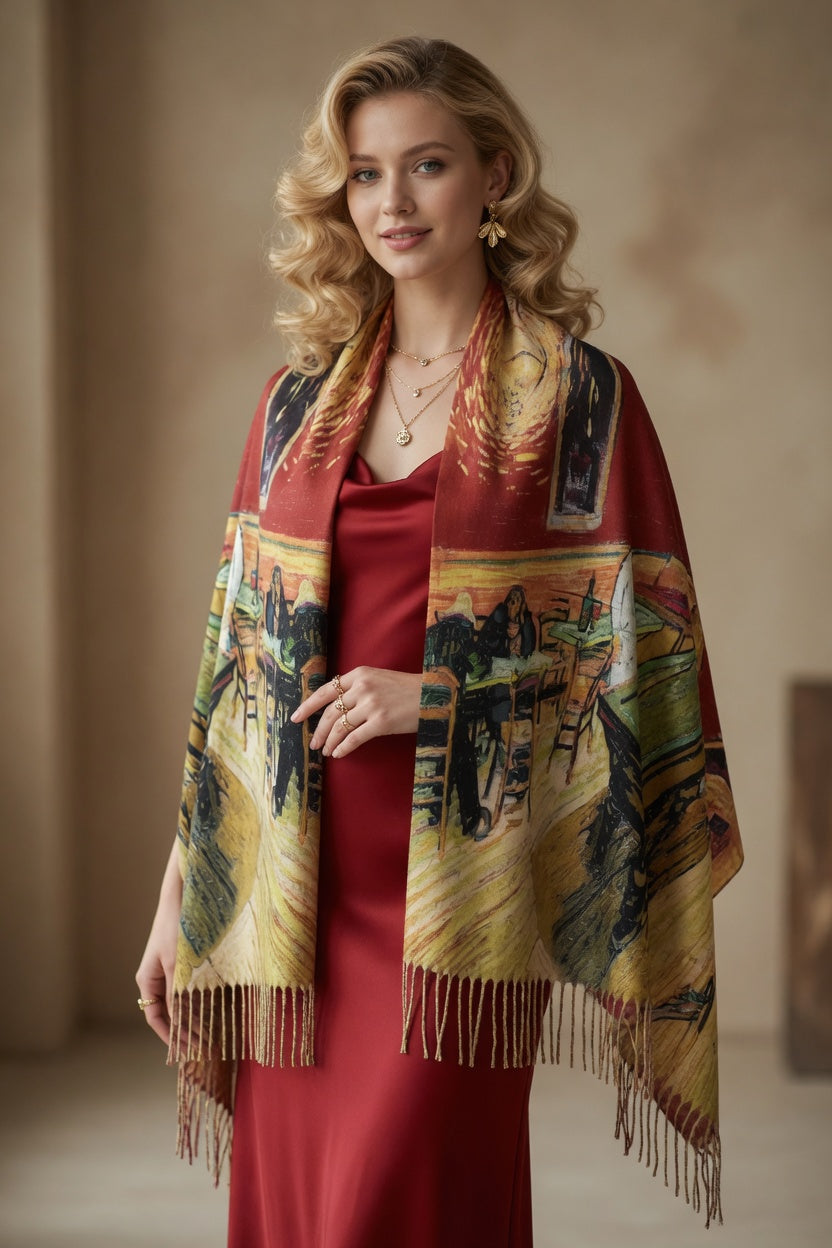 Midnight Café Mood Art Scarf