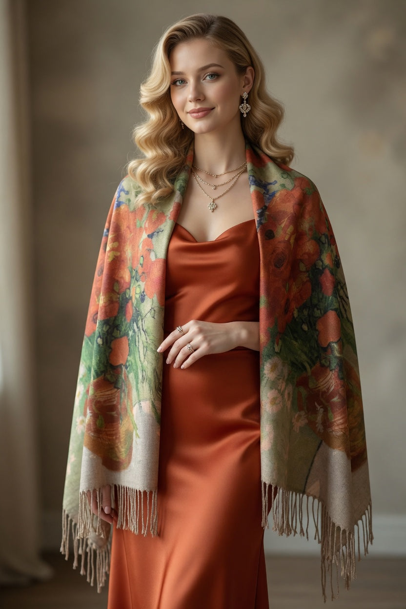 Red Poppy Field Art Scarf