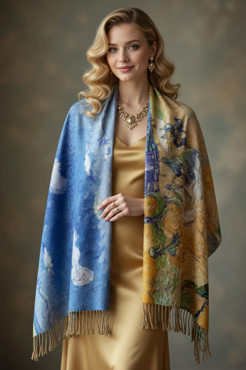Wheatfield Horizon Art Scarf Landscape Wrap