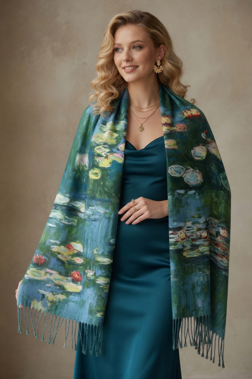 Water Garden Reflection Art Scarf