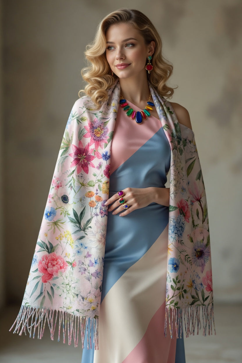 Botanical Floral Art Scarf – Nature Inspired Wrap
