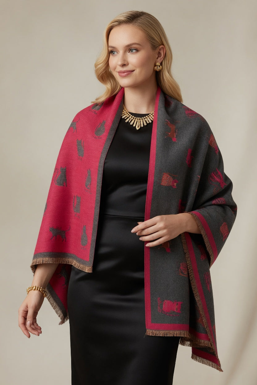 Cat Pattern Art Scarf – Playful Statement Wrap