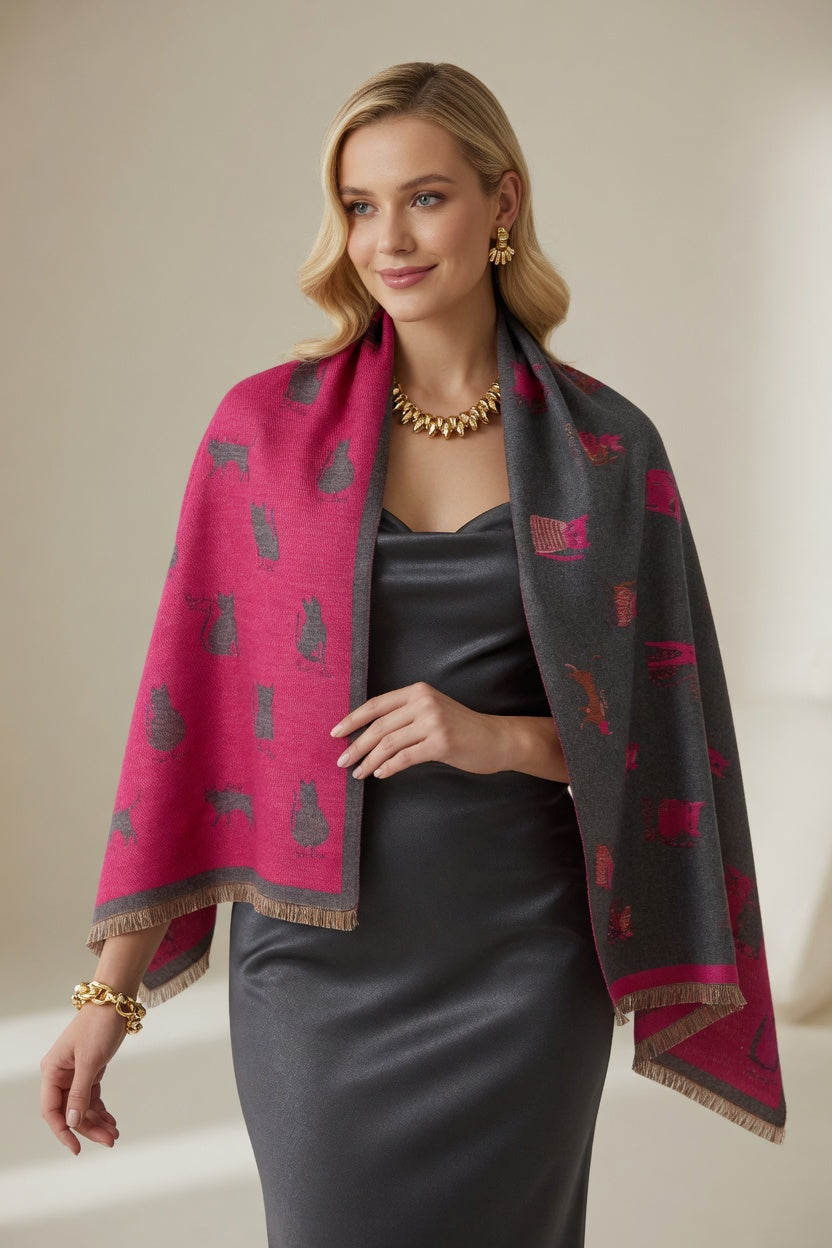 Cat Pattern Art Scarf – Playful Statement Wrap